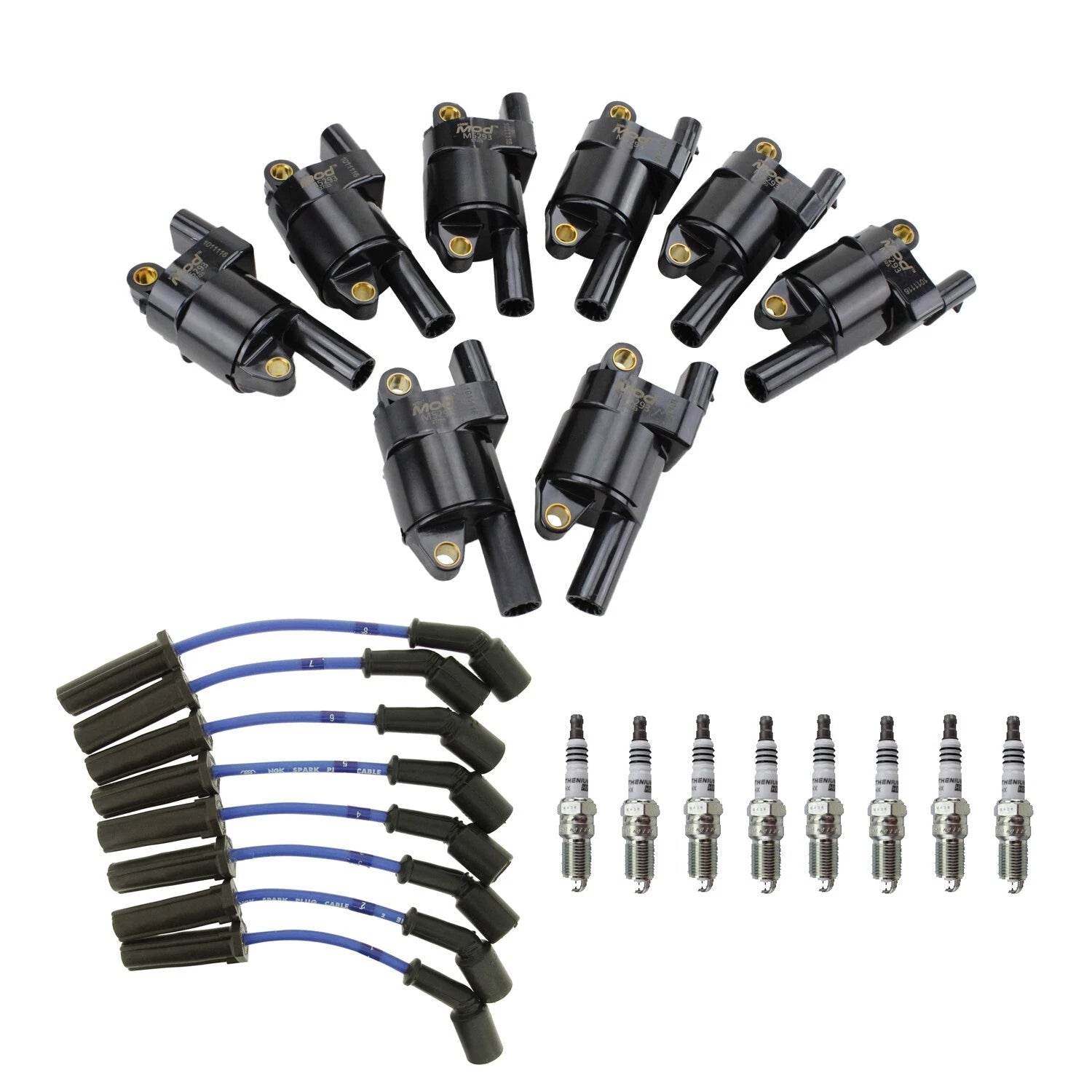 Set of 8 NGK Ignition Coil Wires & Ruthenium Spark Plugs for Escalade G8 H2 Impala V8