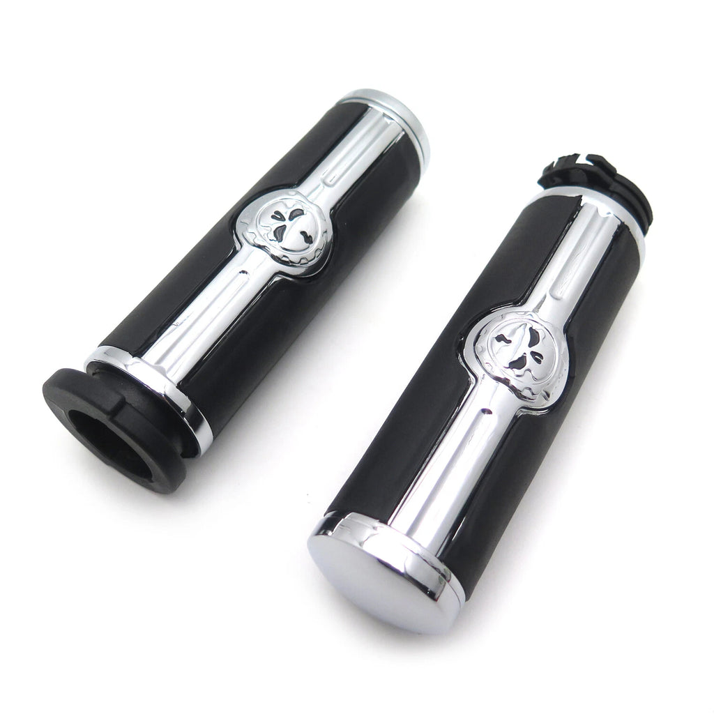 1" Skull Handlebar Grips for Harley Touring Road King Street Glide (1996–2017)