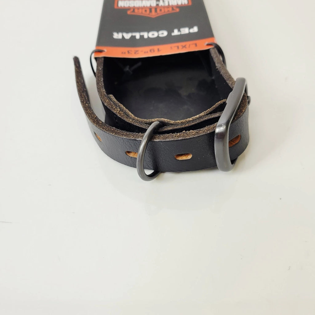 Large Black Leather Dog Collar for Harley-Davidson (MPC200-08-L)