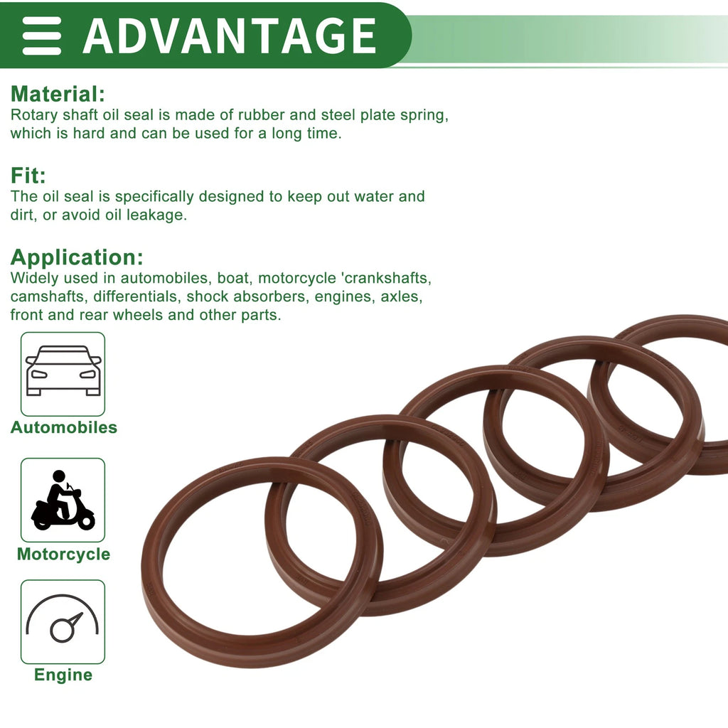 Set of 5 Oil Seal Rotary Shaft Seal FKM Rubber 45x53x5.5mm