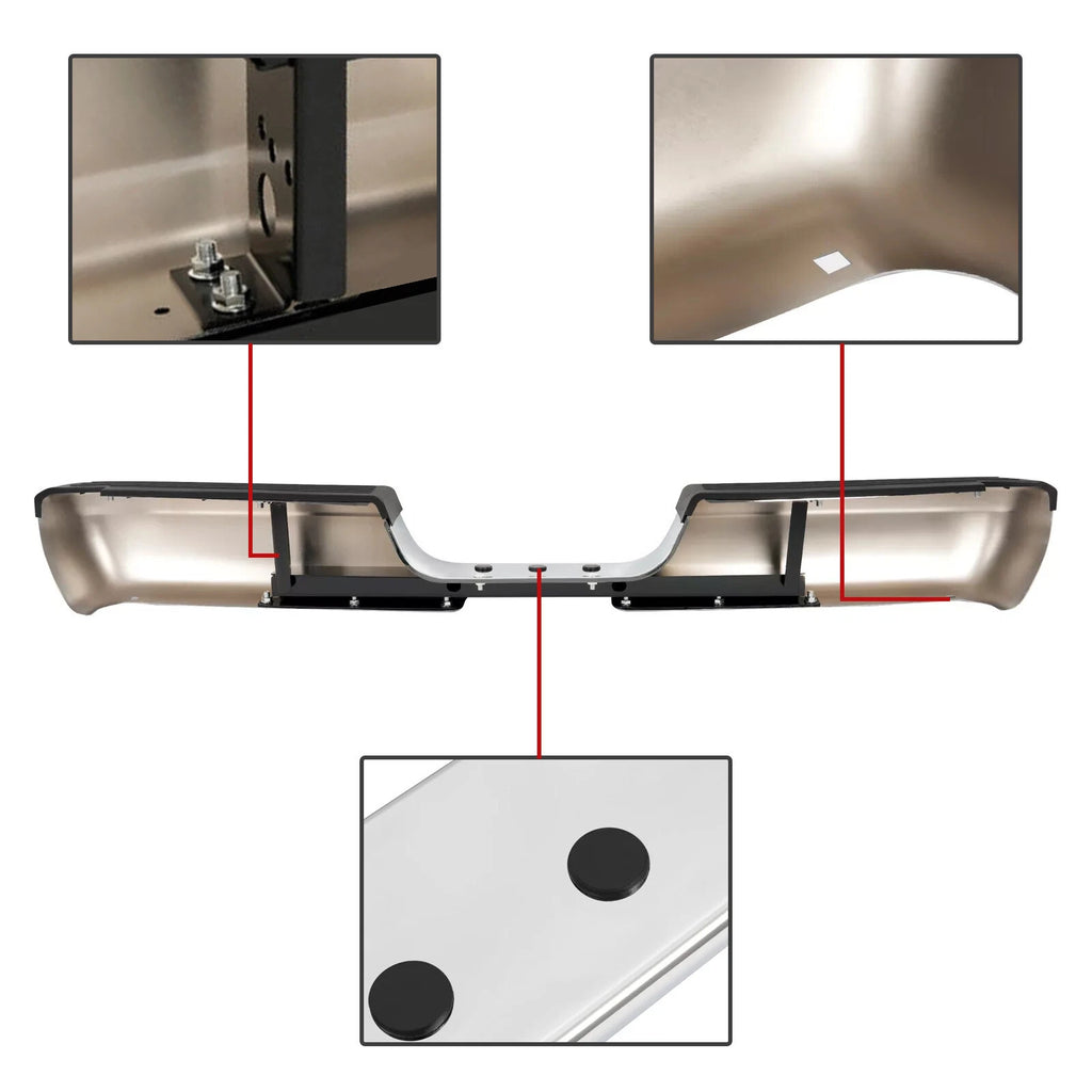 Chrome Rear Step Bumper Assembly for Dodge Ram 1500 2500 3500 (1994–2002)