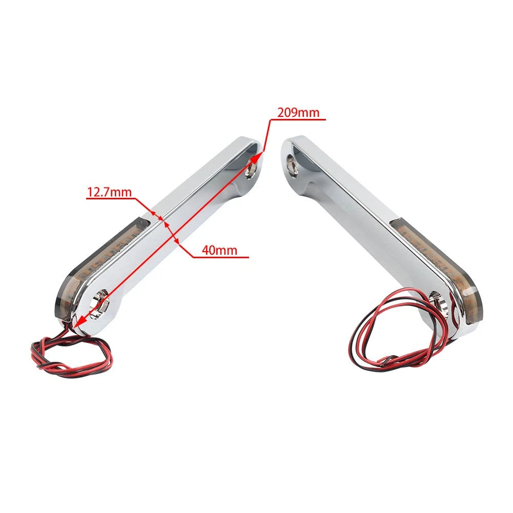 2X Front LED Flush Fork Turn Signal Brackets Chrome for Harley Street Glide (2014–2023)