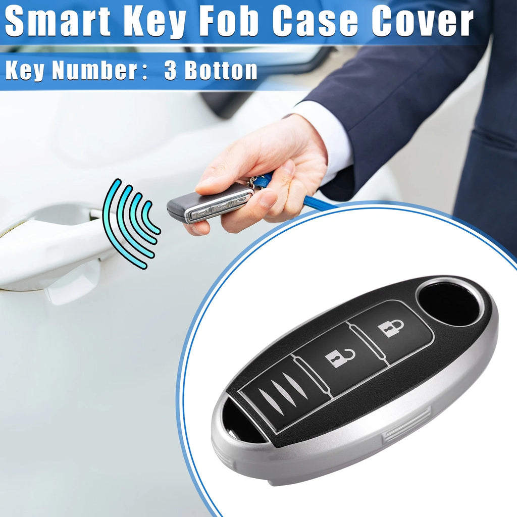 3 Button Key Fob Cover for Nissan Serena, X-Trail (Fit 2000–2023) TPU Black