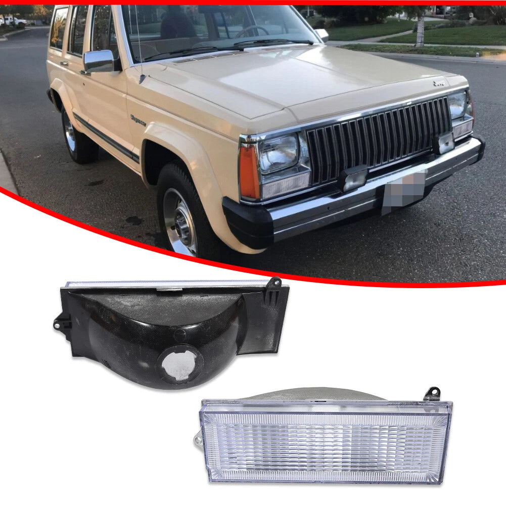 2 Clear Front Bumper Turn Signal Lights for Jeep Cherokee Wagoneer Comanche