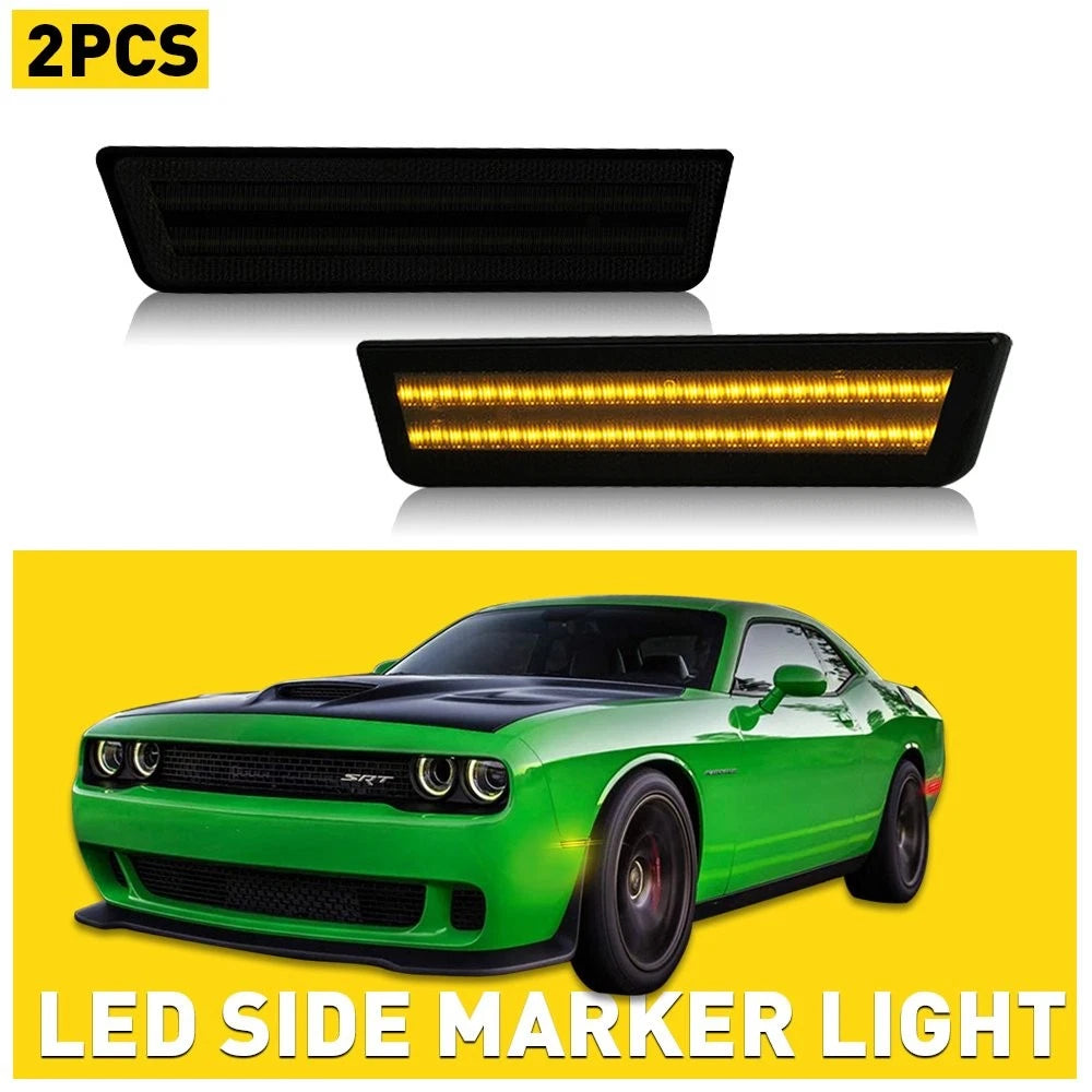 2X Smoke Amber LED Side Marker Light for Dodge Challenger (2008–2014)