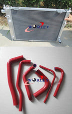 Aluminum Radiator + Red Hose for SAAB 9000 Aero B234 2.3L 16V Turbo (1993-1998)