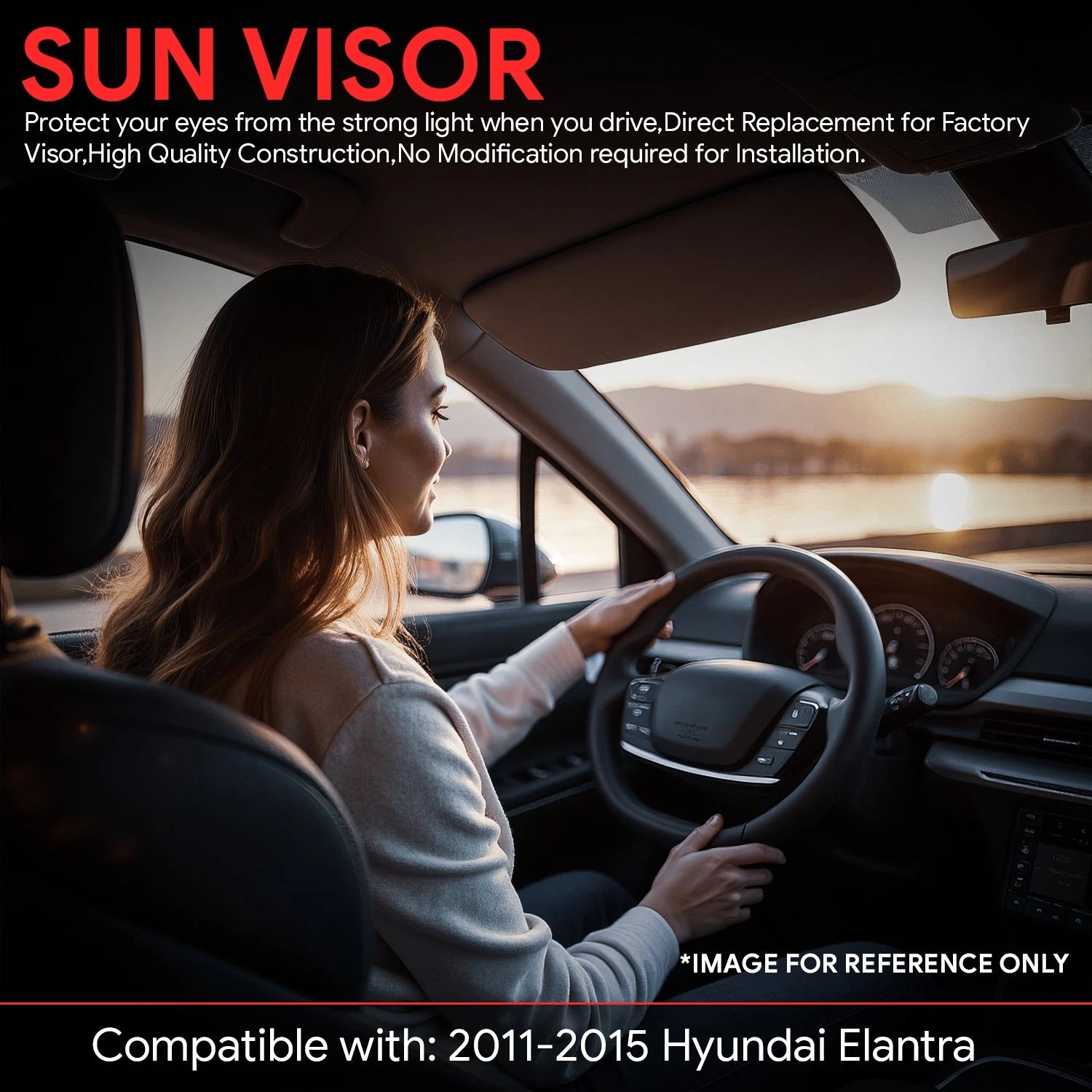 Right Side Sun Visor Replacement for Hyundai Elantra (2011–2015)