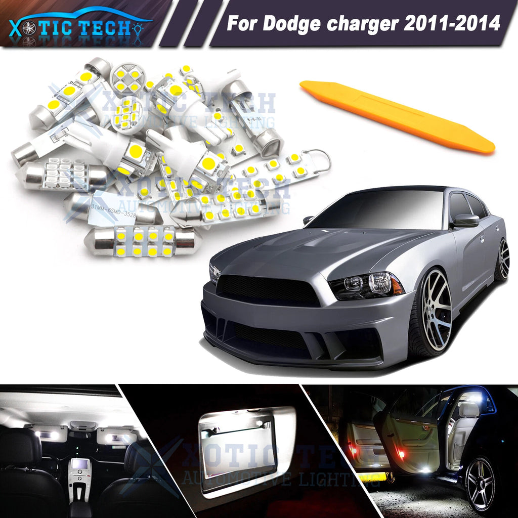 White LED Interior Lights Package Kit Tool for Dodge Charger (2011–2014)