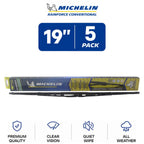 Set of 5 Michelin RainForce Wiper Blades 19" for Universal Fit (All-Season)