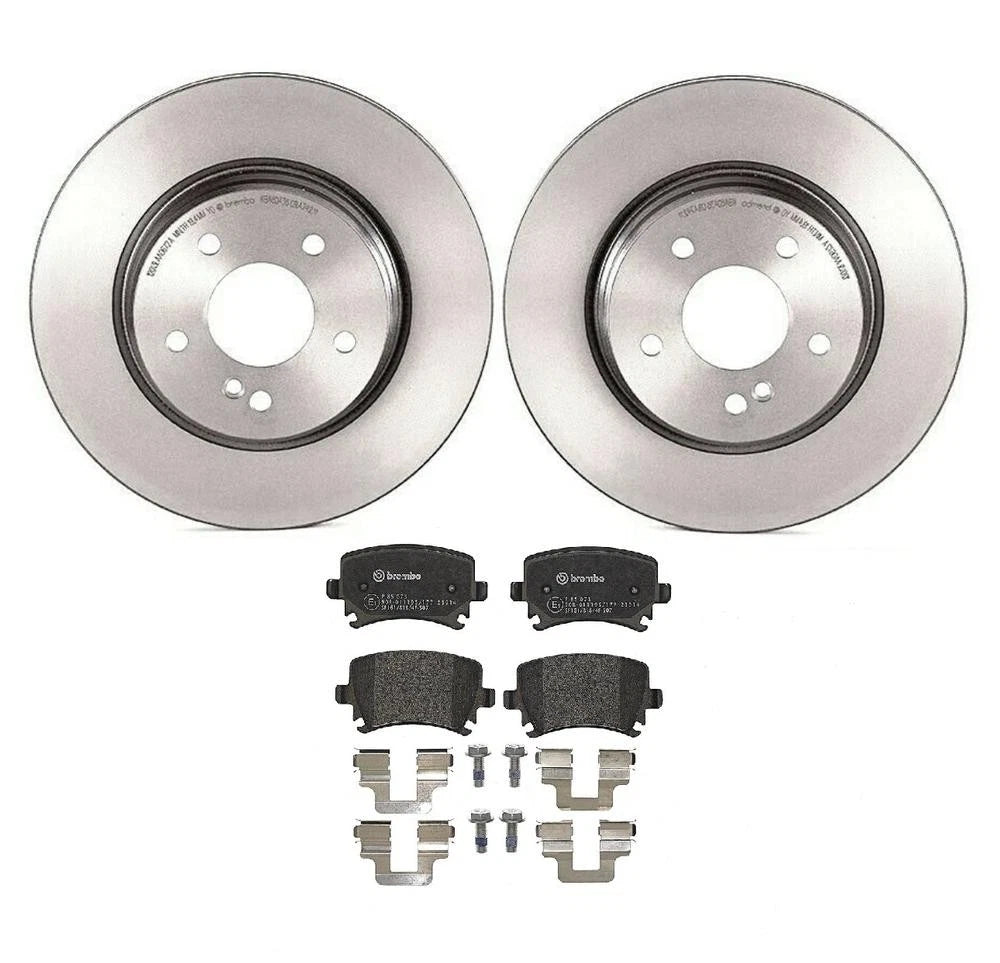 Brembo Rear Brake Kit with Low-Met Pads & Disc Rotors 288mm for Audi A4 Quattro (2005–2009)