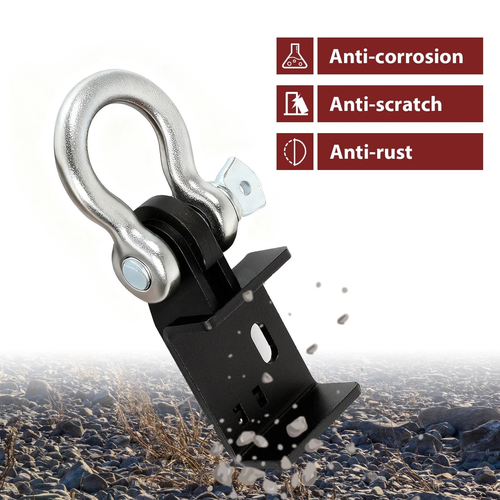 Pair of Tow Hook Brackets with D-Ring Shackles for Toyota Tacoma (2009–2023)