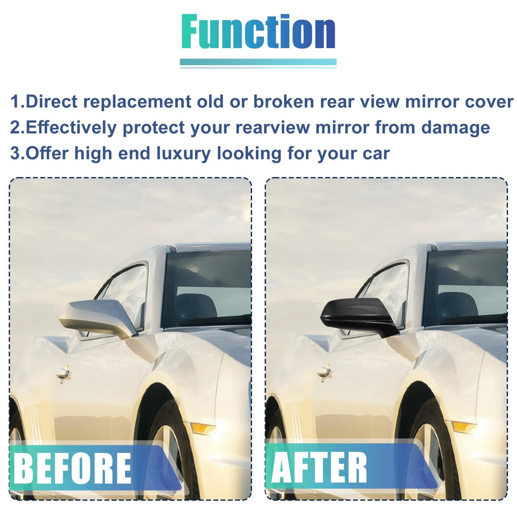 Pair Rearview Side Mirror Cover for Chevrolet Camaro (Carbon Fiber)