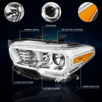 Projector Headlights for Tacoma (2016–2020) - Chrome Housing, Amber Side