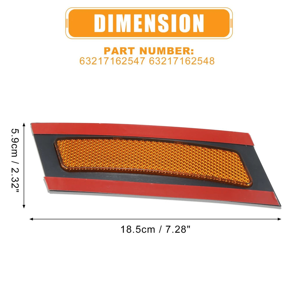 Pair Front Bumper Reflector Side Marker for BMW X5 (2007–2013) 63217162548 Yellow