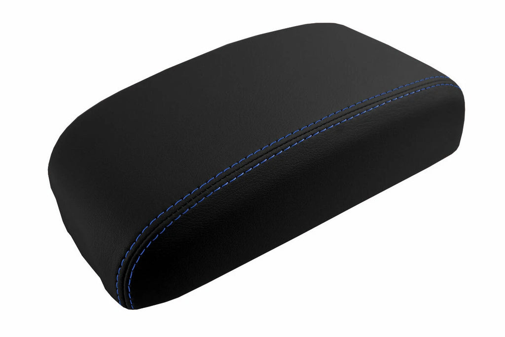 Leather Console Lid Armrest Cover for Mitsubishi Outlander (2007–2013) Blue Stitch