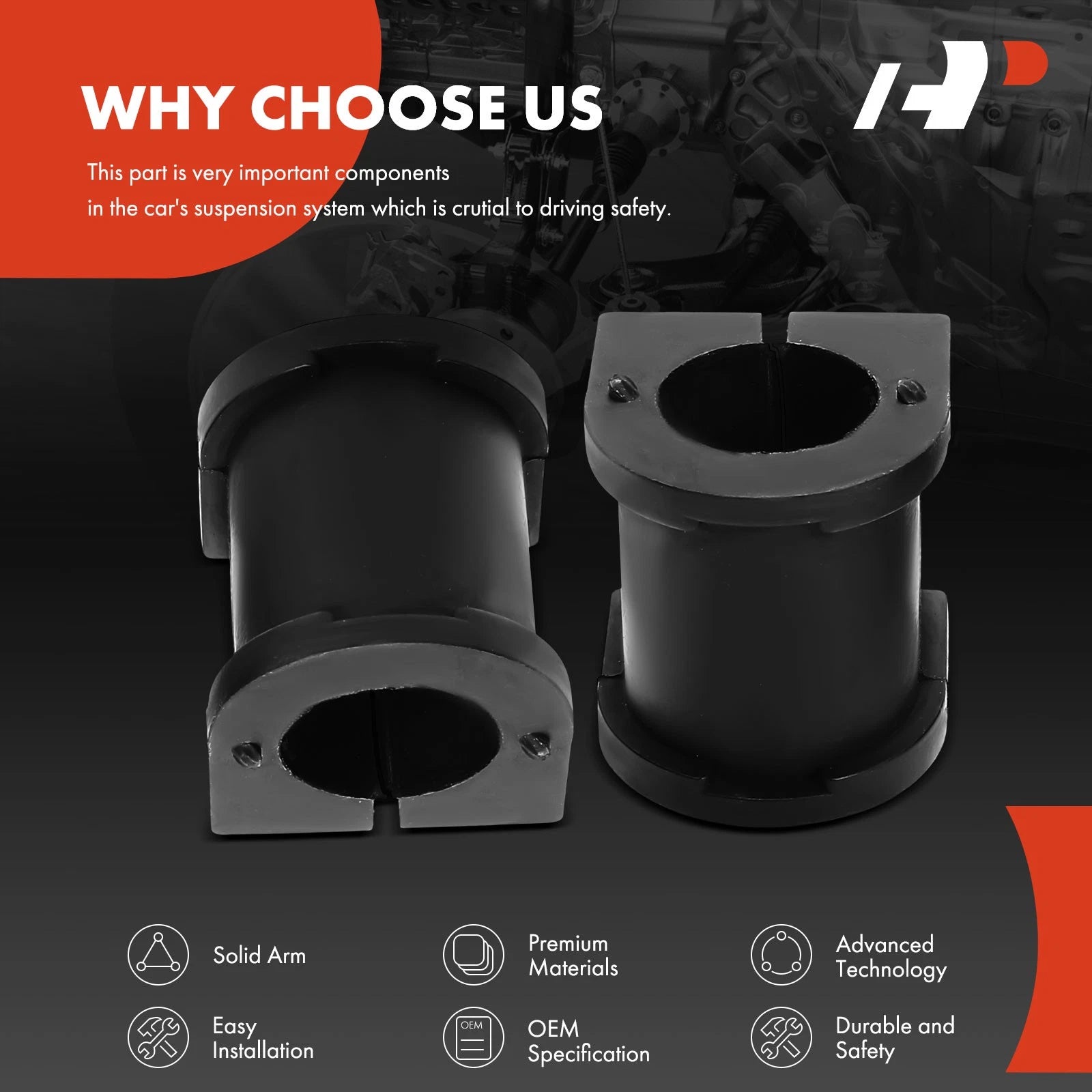 2X Front Sway Bar Bushings for Kia Rio (2001-2005)