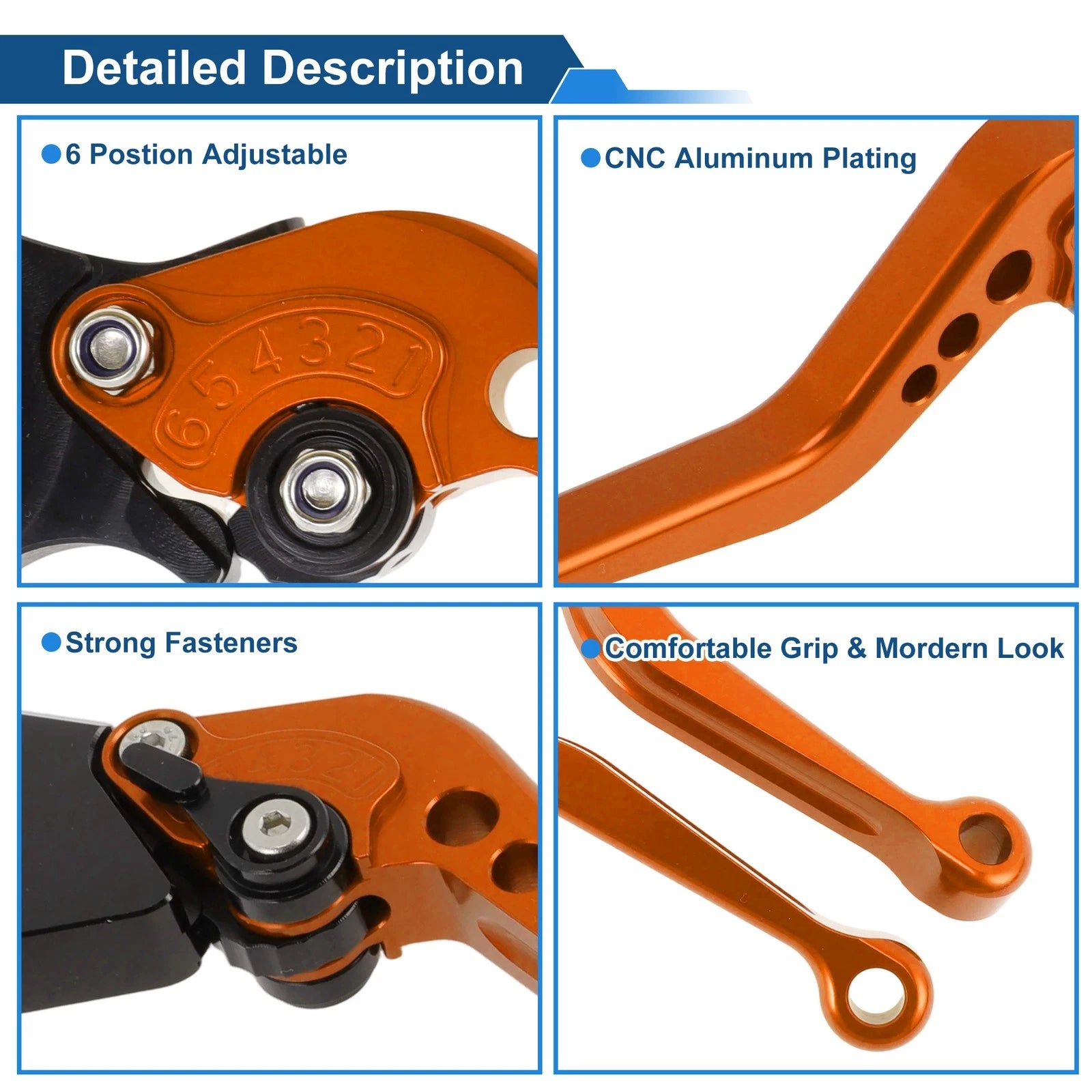 Adjustable Short Brake Clutch Levers for BMW F650GS (2008–2012) - Orange 1 Pair