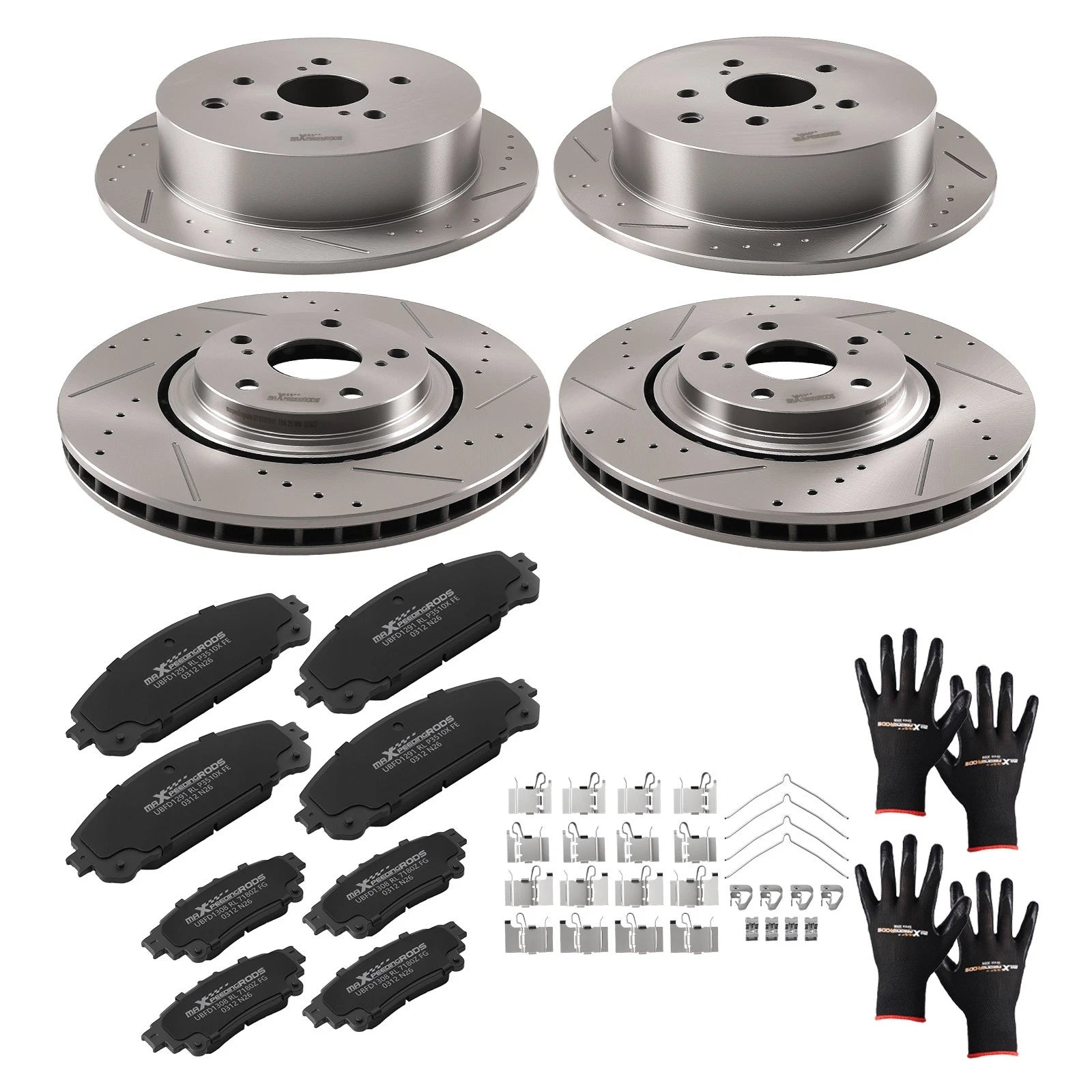 Brake Rotors and Pads Kit for Toyota Sienna Highlander/RX350 RX450h (2004–2023)
