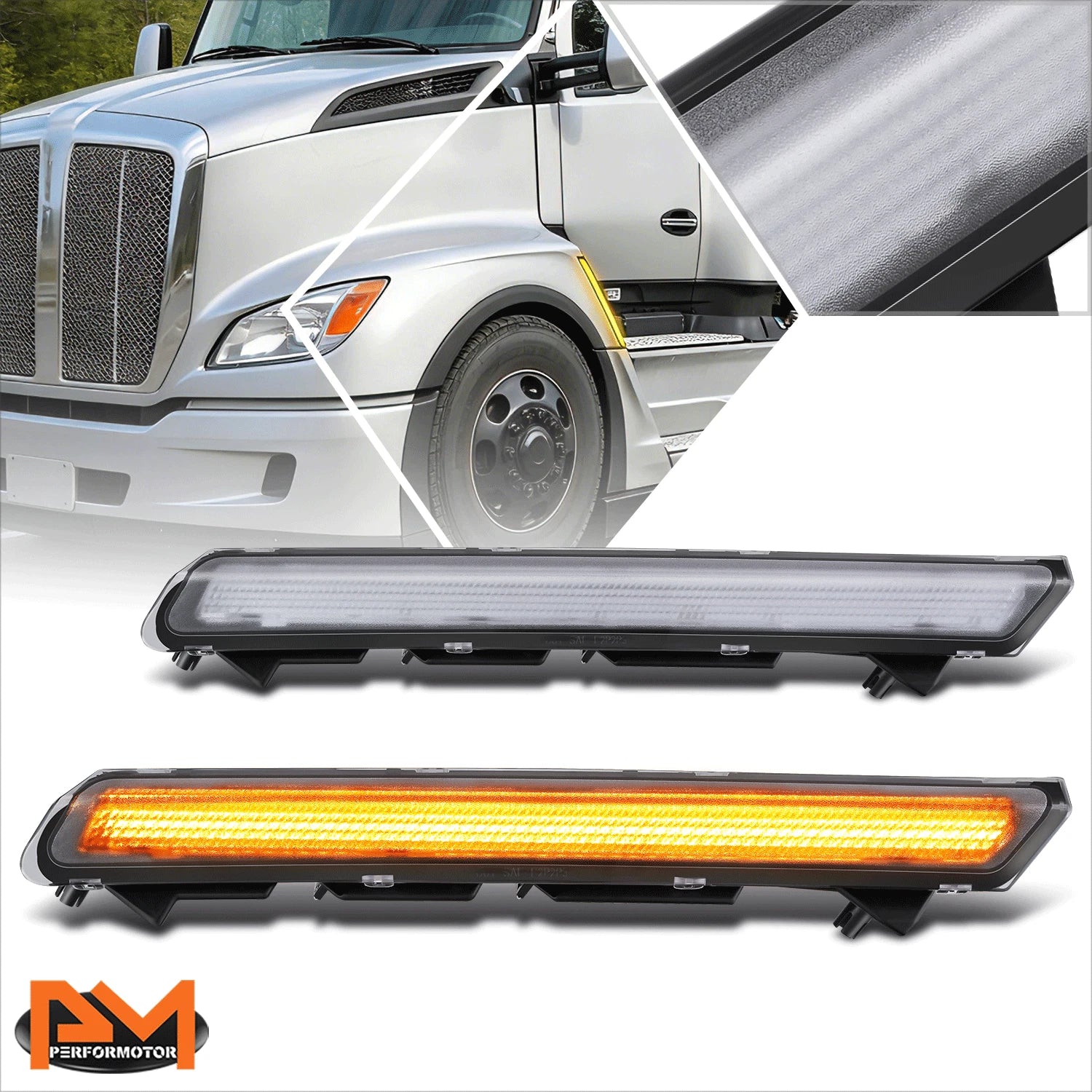 Full LED Chrome Housing Side Marker Turn Signal Lights for Kenworth T680 (2022–2026)