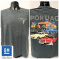 Licensed Pontiac T-Shirt Gray with Multiple Cars Service Station Scene (2000–2006)