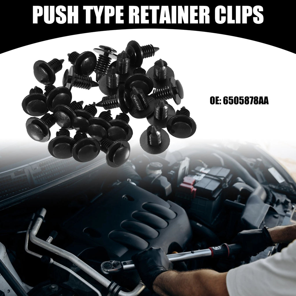 25 Pcs Door Panel Clips No. 6505878AA for Dodge Ram 1500 (2001) Black