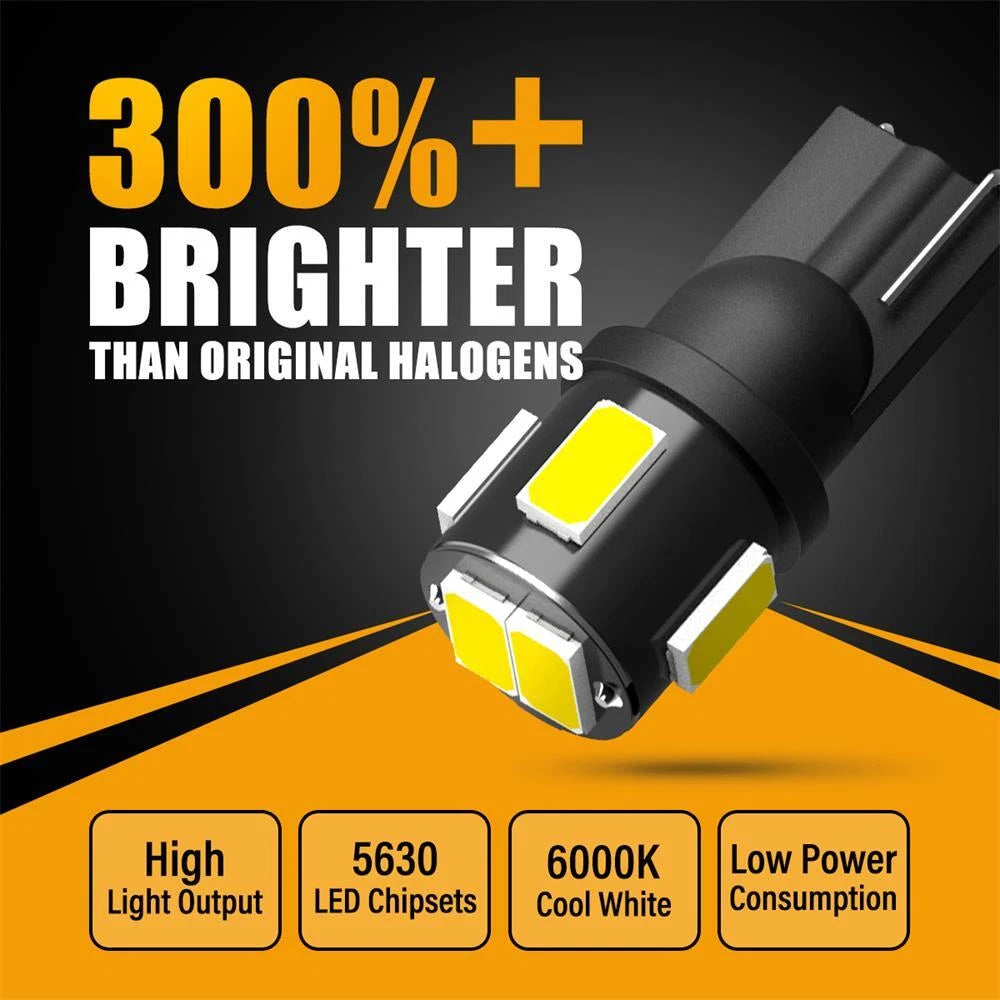 10X T10 LED License Plate Light Bulbs 168 2825 194 W5W for Universal Vehicles