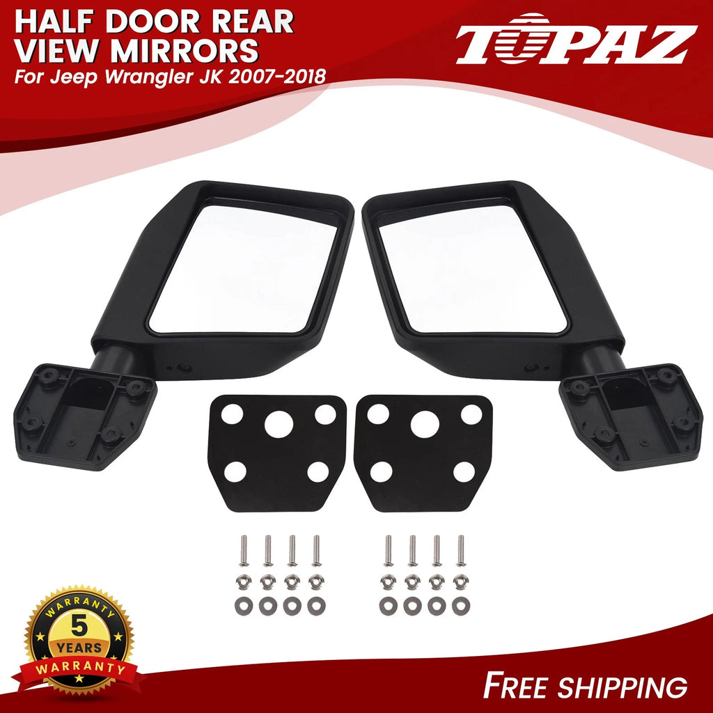 Half Door Rear View Mirrors for Jeep Wrangler JK (2007–2018)