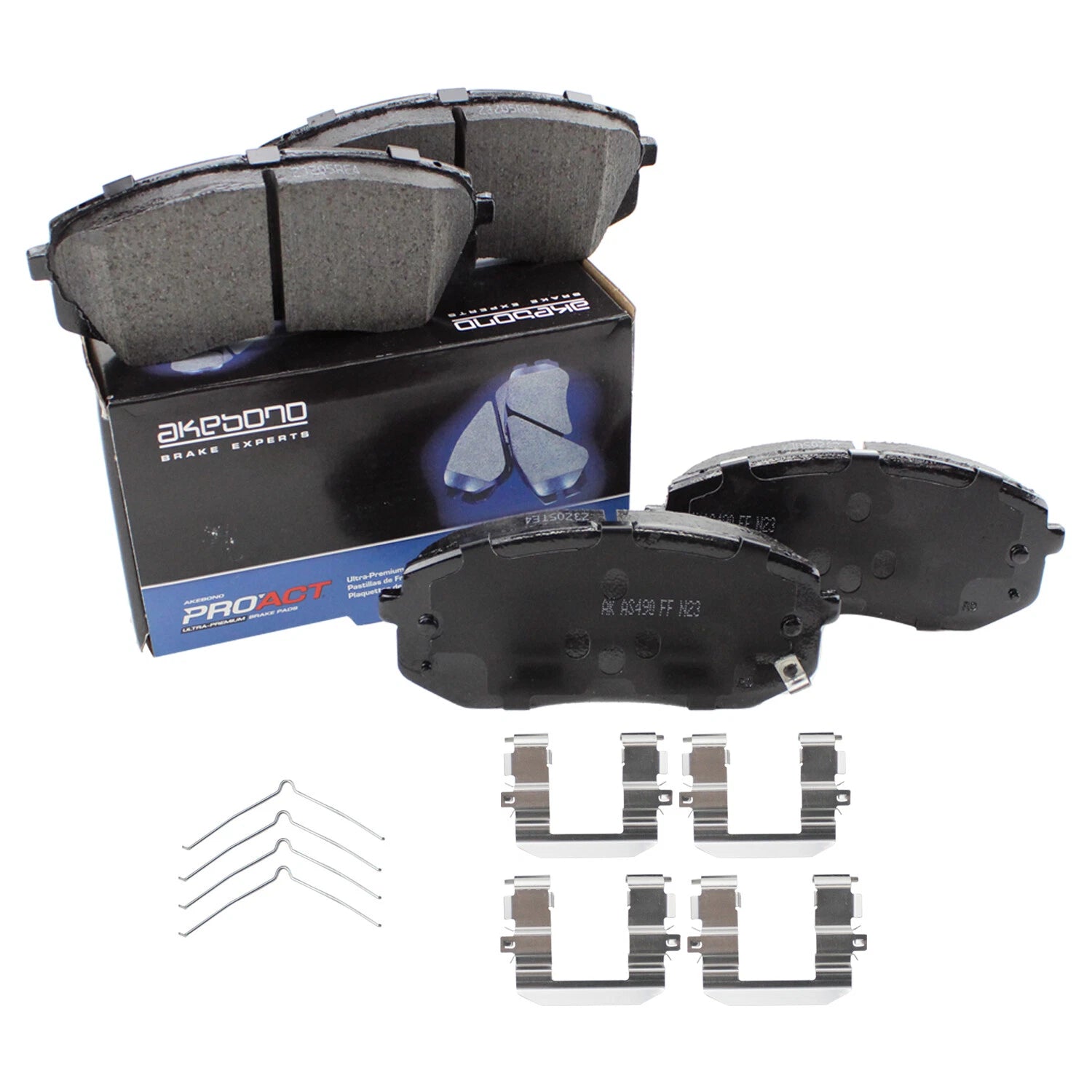 Set of 4 Akebono ProACT Front Ceramic Slotted Brake Pads for Hyundai Sonata, Kia Optima