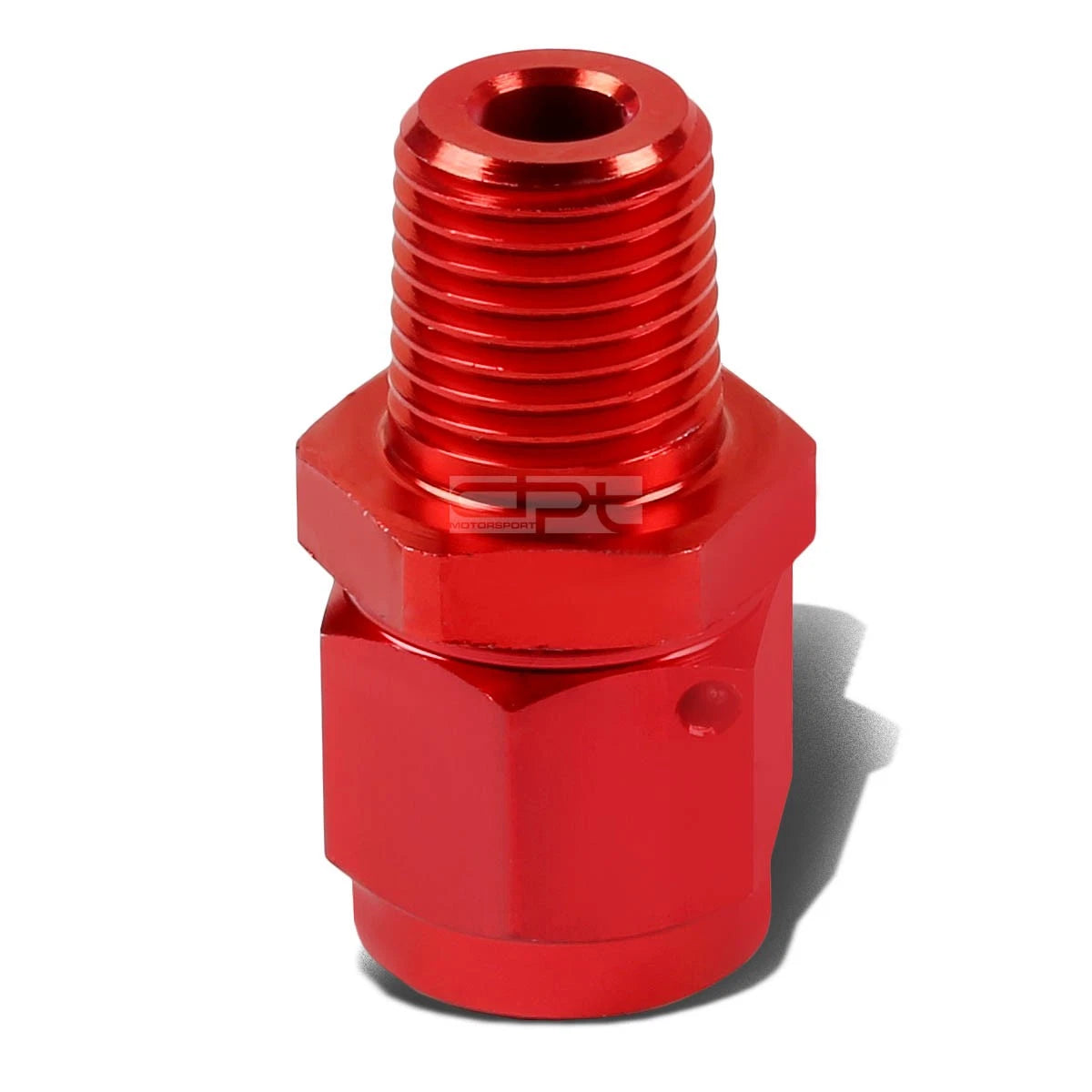 6-AN Female Flare to 1/4" NPT Male Red Aluminum B-Nut Swivel Coupler Fitting