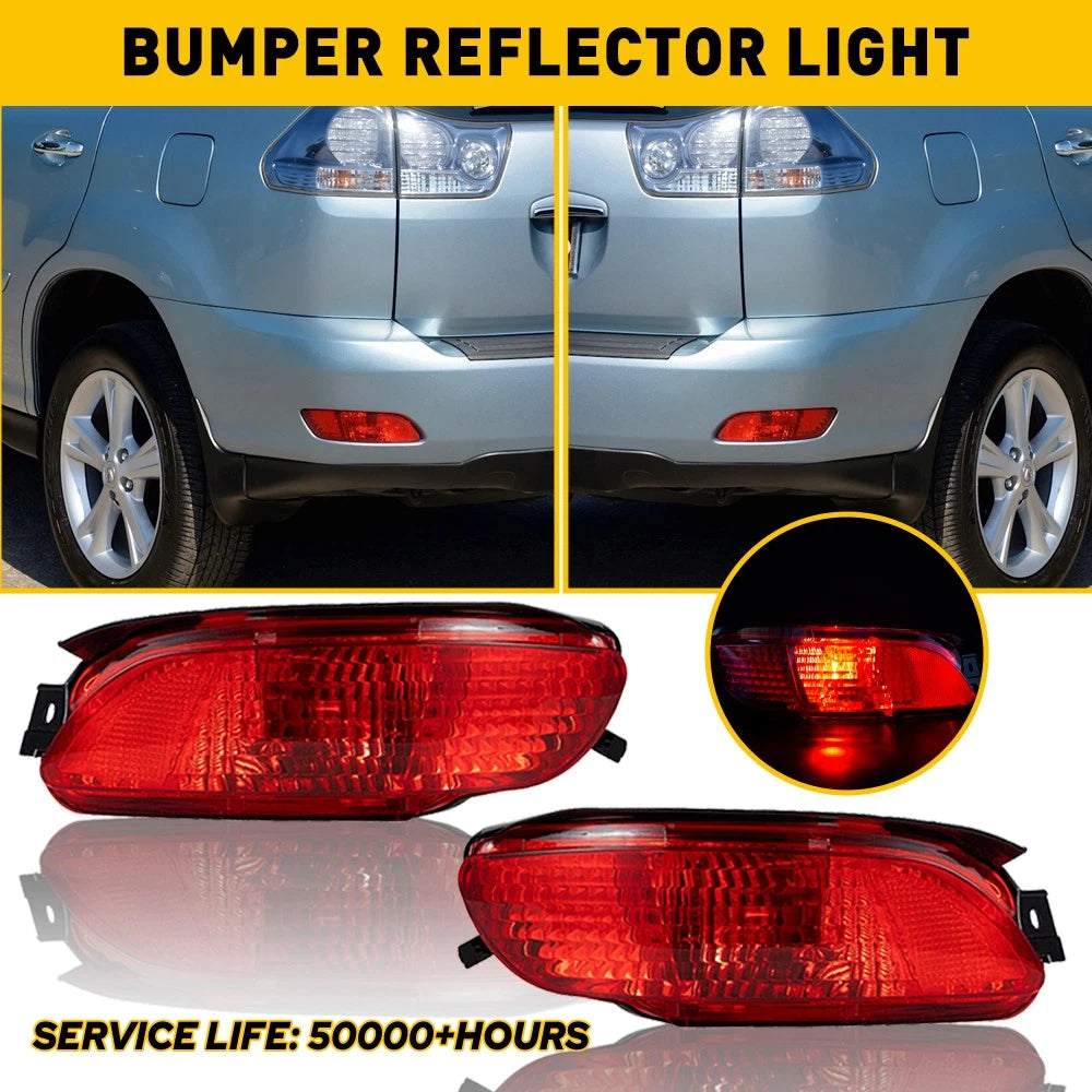 2Pcs Rear Bumper Fog Light Housing Red for Lexus RX400h RX350 RX330 (2004–2009)