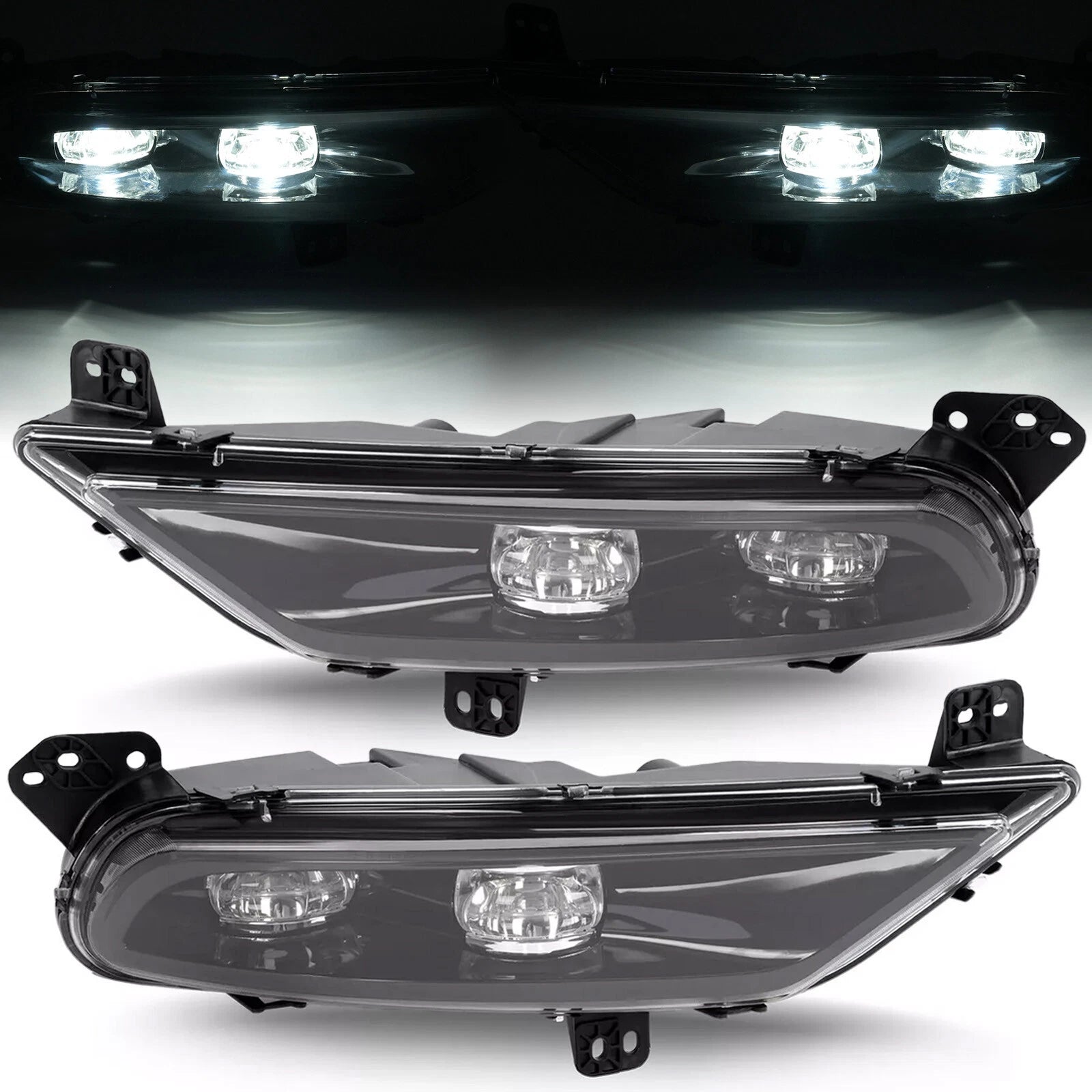 Set of 2 Front Fog Lights Black LED for Chrysler 300 (2015-2024)
