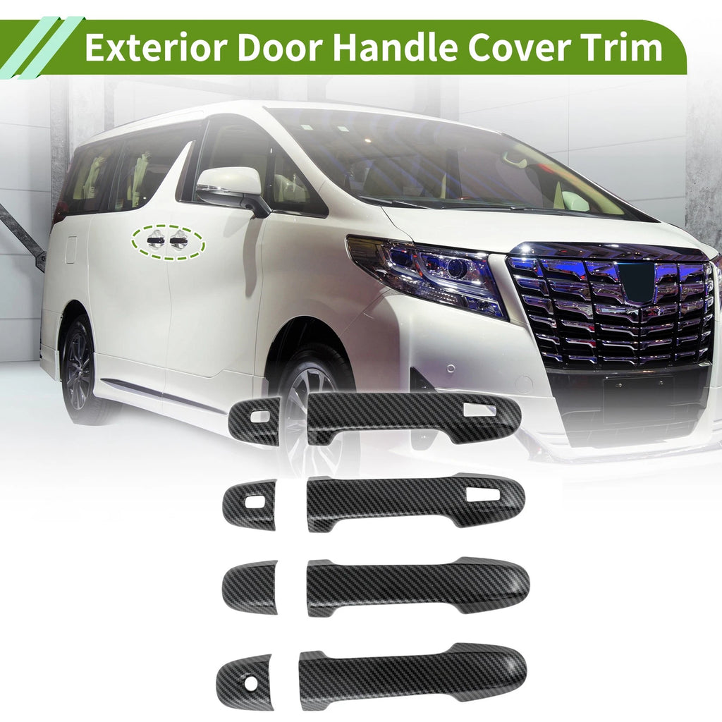 Exterior Door Handle Cover Trim for Toyota Alphard (2015–2021) Carbon Fiber Black