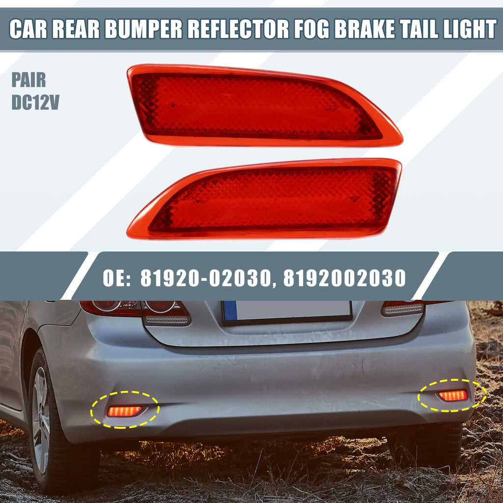2X Rear Bumper Reflector LED Brake Tail Light 81920-02030 for Toyota Corolla (2014–2019)