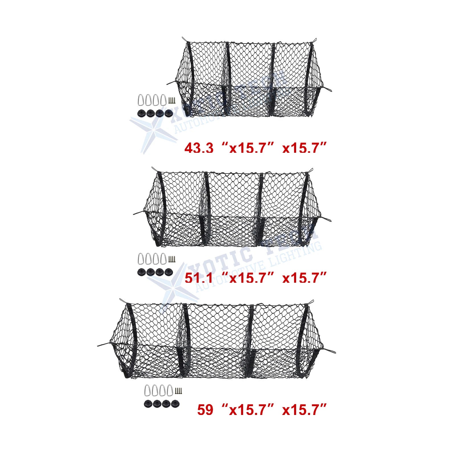 3-Pocket Cargo Net Trunk Bed Organizer for SUV Truck (2015-2025)