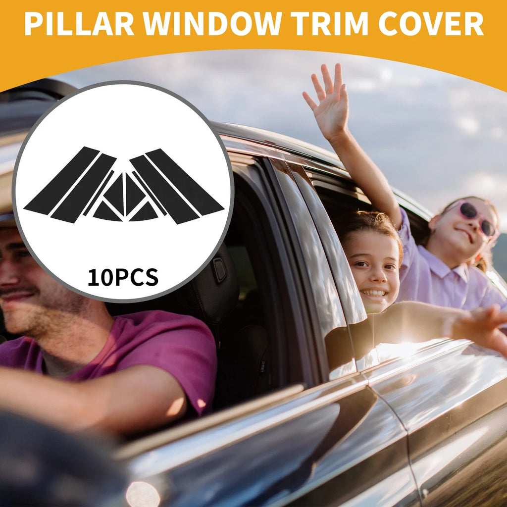 10 Pcs Door Pillar Window Trim for Mazda Axela (2013–2019) Black