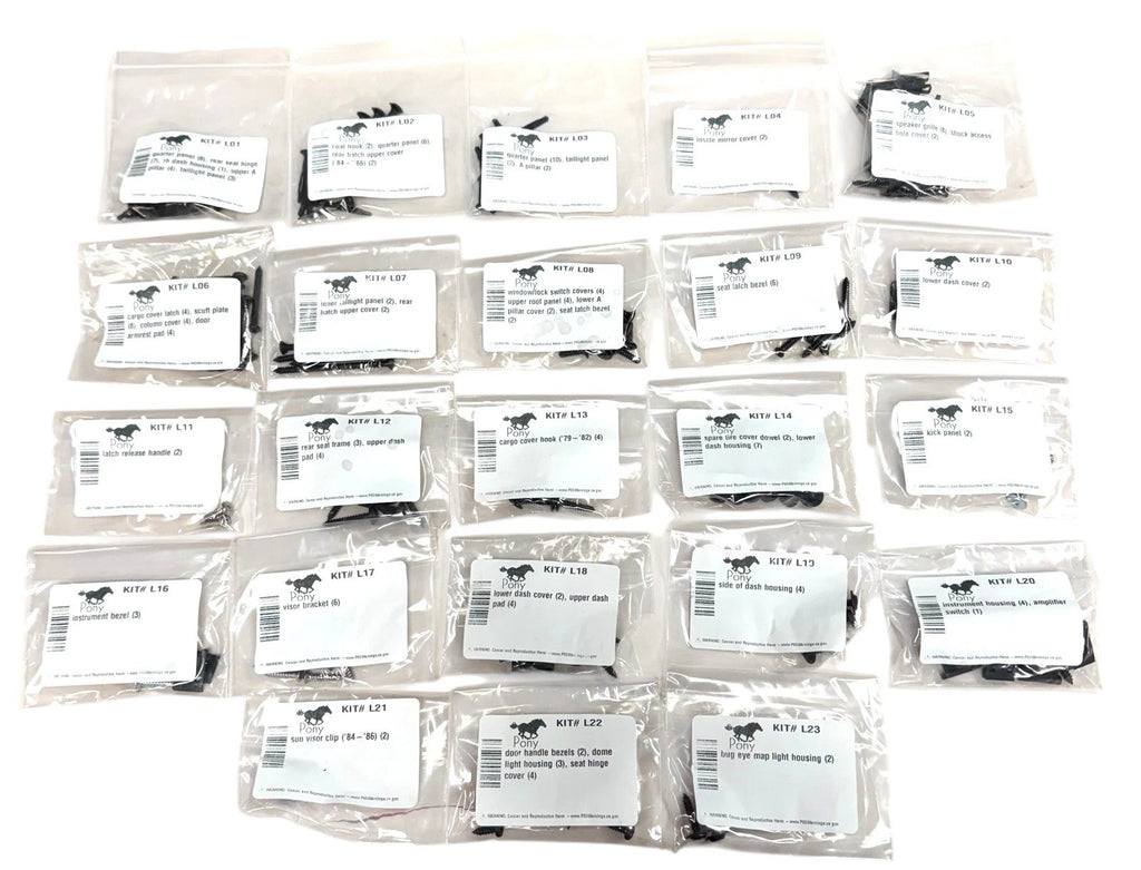 Interior Screw Hardware Kit for 1979–1986 Ford Mustang Hatchback