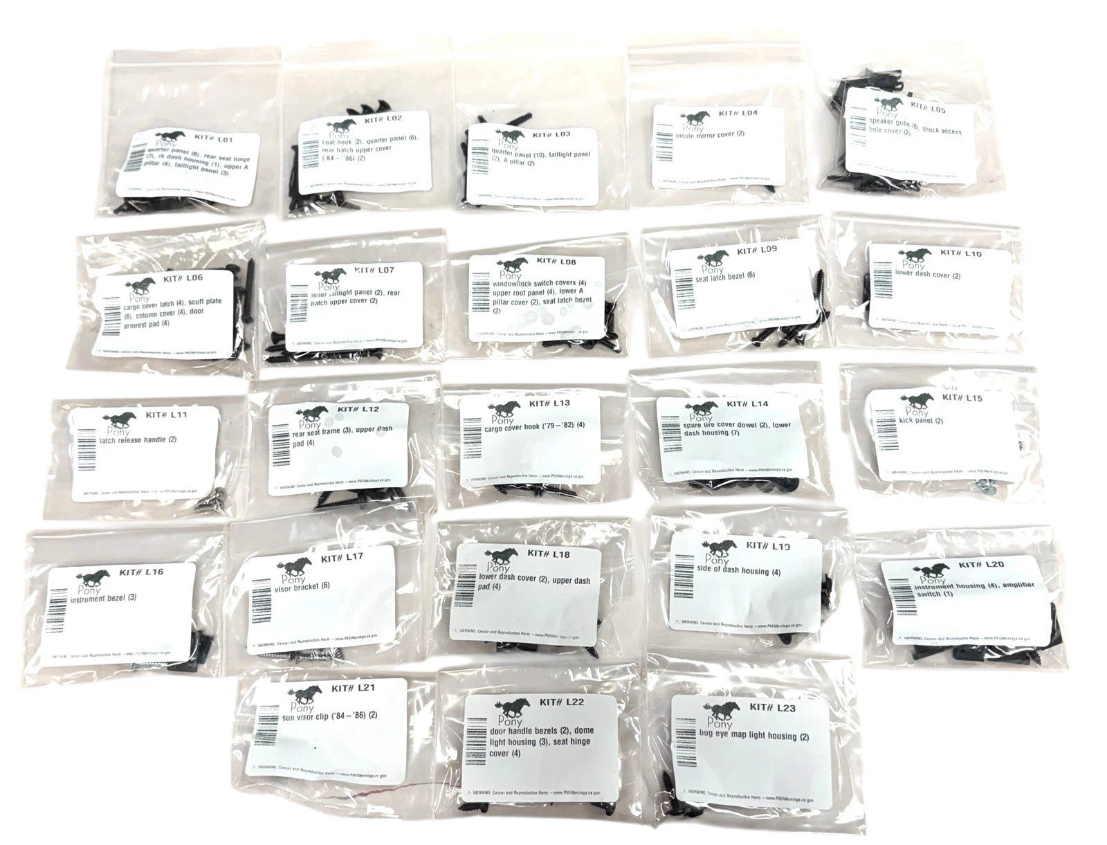 Interior Screw Hardware Kit for 1979–1986 Ford Mustang Hatchback
