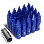 Set of 20 J2 7075 Forged Aluminum M12x1.5 Spiky Cap Lug Nuts w/Adapter Blue