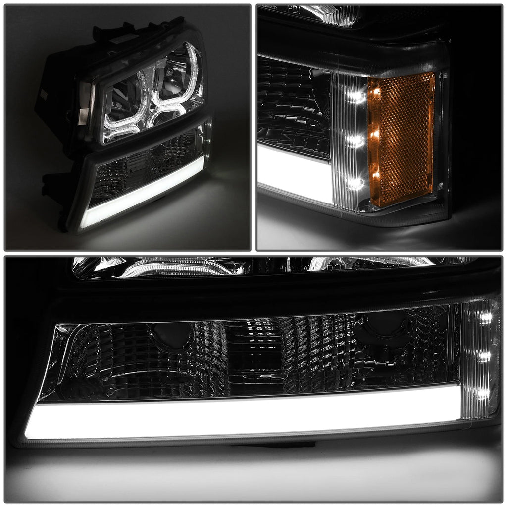 Pair of J-Halo LED DRL Chrome/Amber Headlight Bumper Lamps for Chevy Silverado (2003–2007)