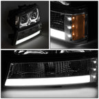 Pair of J-Halo LED DRL Chrome/Amber Headlight Bumper Lamps for Chevy Silverado (2003–2007)