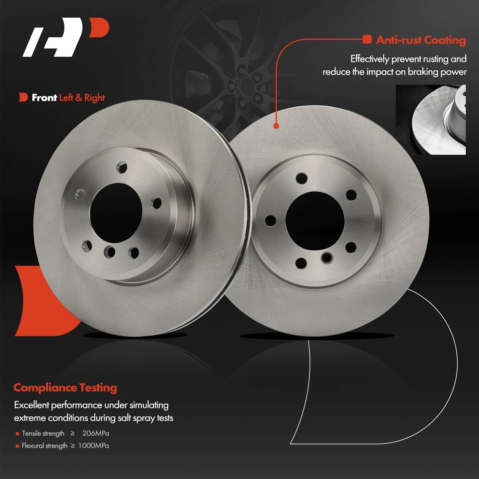 Front Disc Brake Rotors & Ceramic Pads for BMW E60 525i 2004-2007