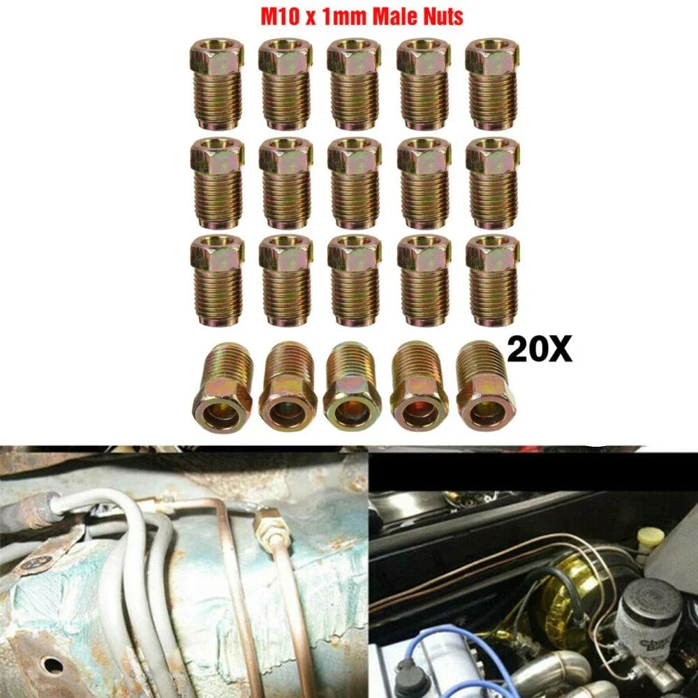 Metric Brake Line Fittings Nuts End Union 10mm1mm Zinc Set Inverted Flares