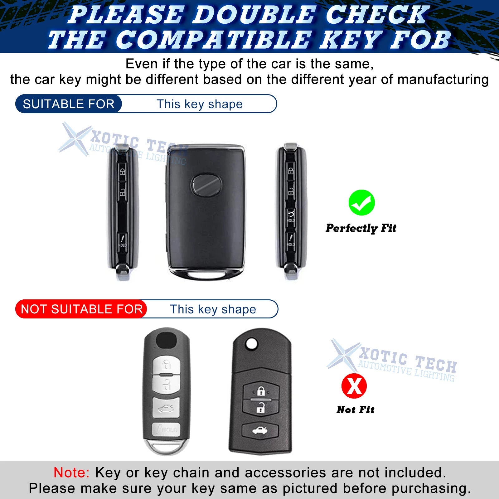 Blue Soft TPU Smart Key Fob Cover Case for Mazda 3 (2019-2025)