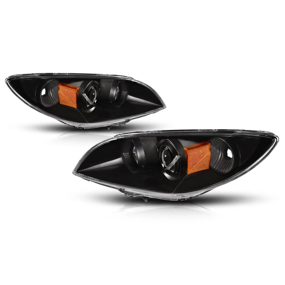 Projector Headlight/Lamp for Mazda 3 Sedan (2004–2009) Black Housing Amber