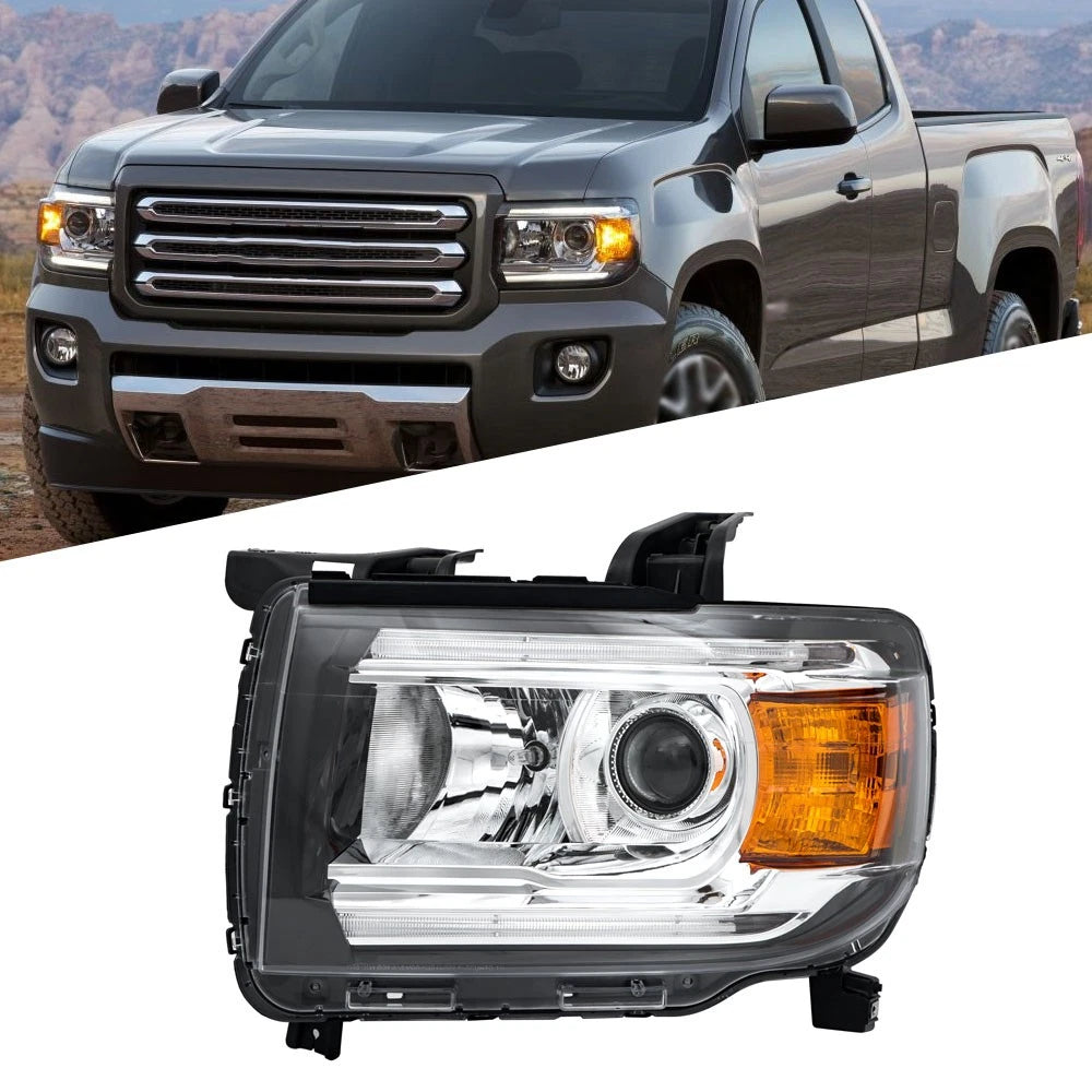 Front Left Headlight for GMC Canyon (2015–2022) Clear Lens Halogen