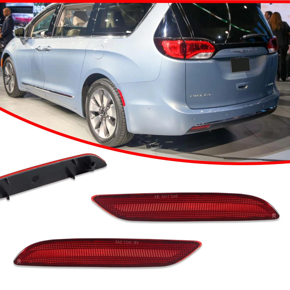 2X Red Lens Rear Bumper Reflectors for Chrysler Pacifica Voyager (2017–2025)