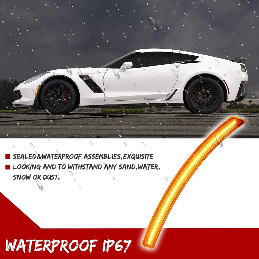 Amber Yellow LED Front Fender Side Marker Lights for Chevy Corvette C7 (2014–2019)