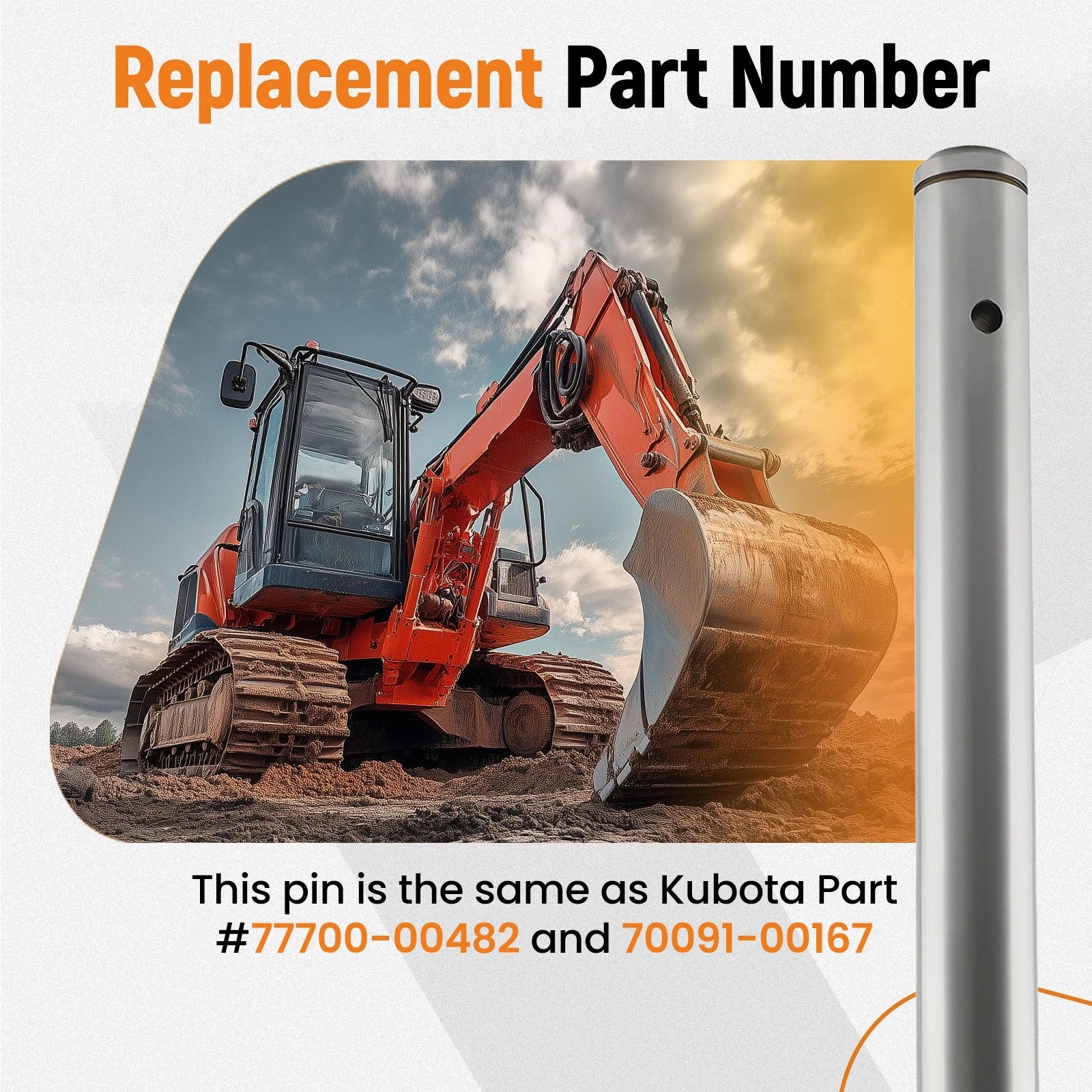 Greaseable Main Thumb Pin for Kubota KX121 KX91 KX71 KX033-4 KX040-4 U35