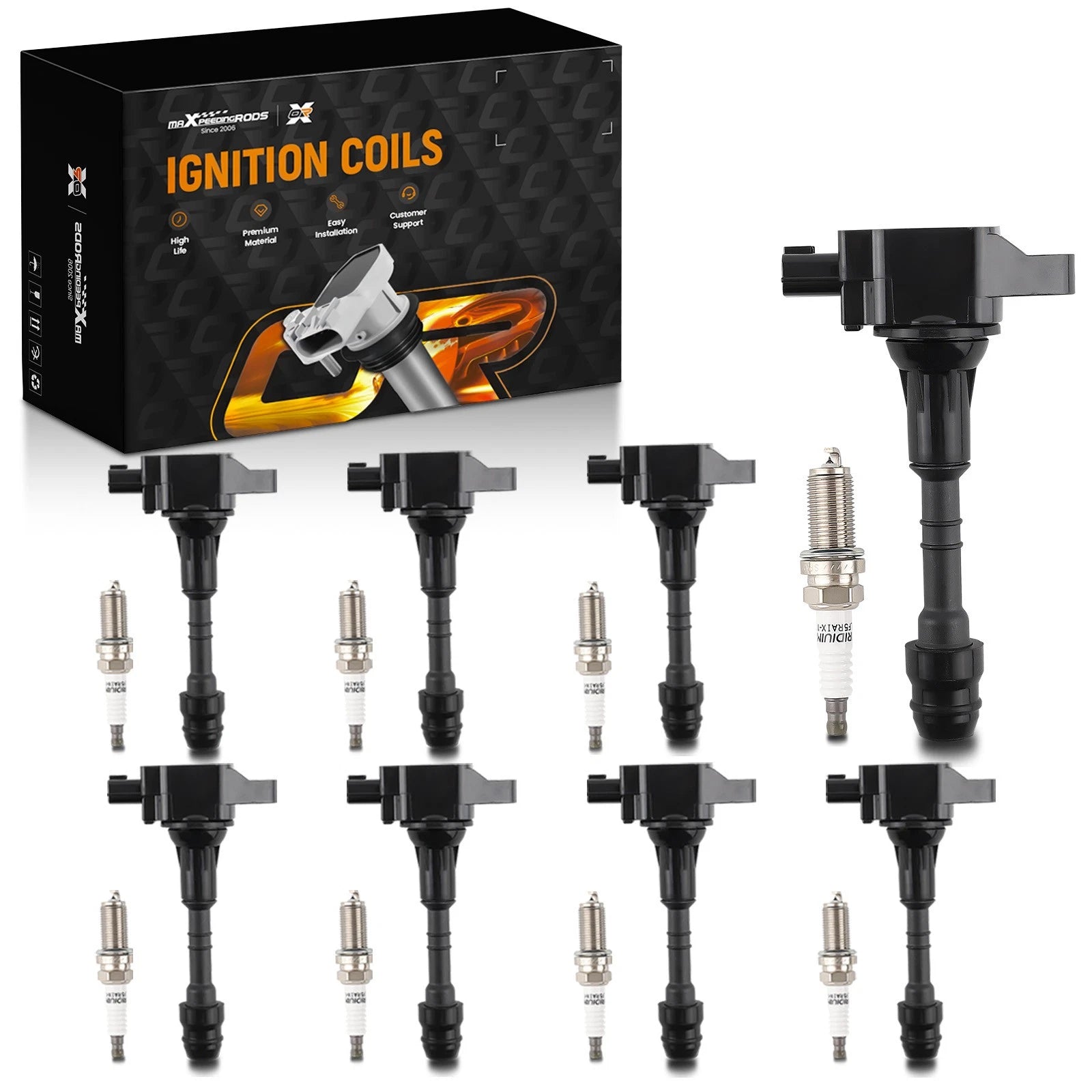 8X Ignition Coils & Spark Plugs for Infiniti QX56 (2004-2010)