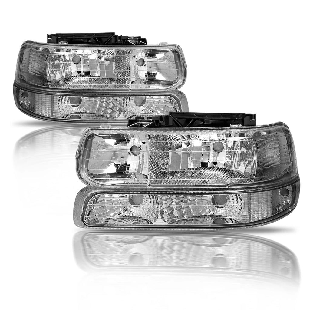 Set of 2 Chrome/Clear Headlight Bumper Lamps for Chevy Silverado Tahoe Suburban (2000–2006)